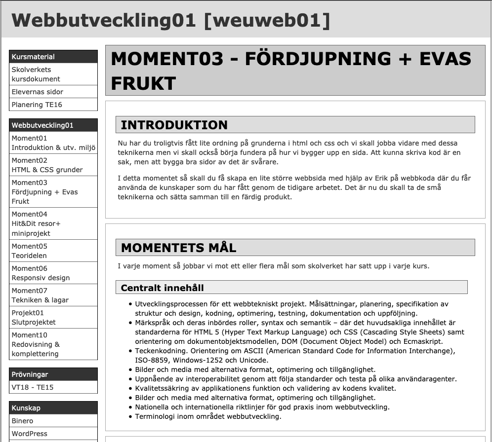 Skärmdump av kursolle v.1